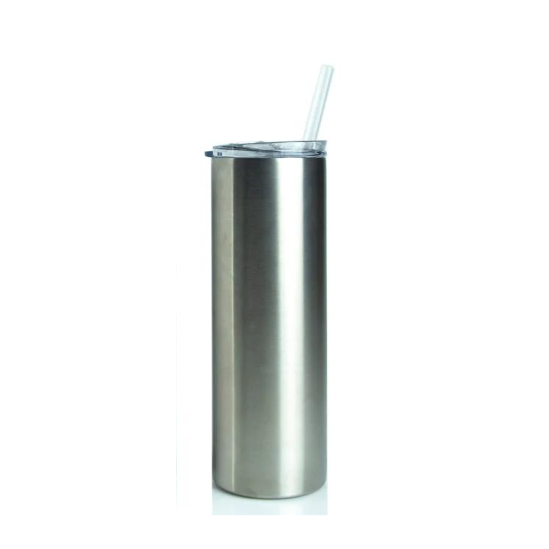 Straight Skinny Tumbler W/Sliding Lid & Straw. 15, 20 & 30oz