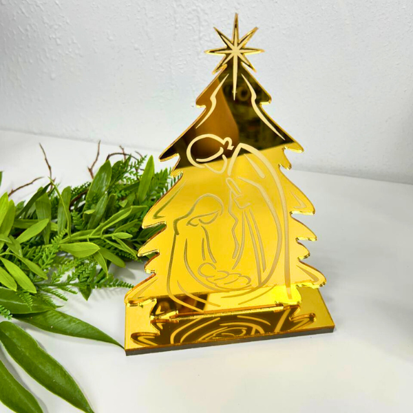 ✨ Nacimiento en Acrílico Espejo Dorado – Diseño Elegante y Minimalista ✨