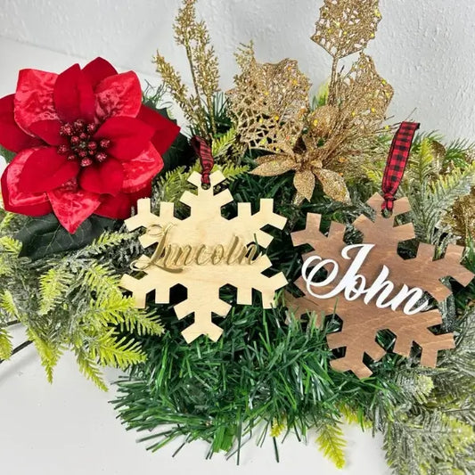 Ornaments Personalizados en Madera: Copos de Nieve