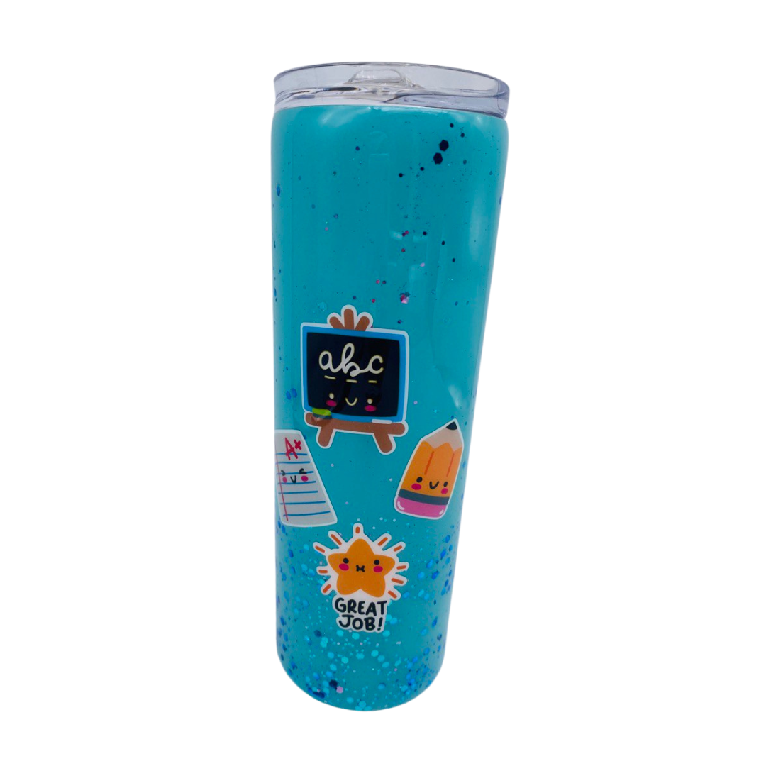 Straight Skinny Tumbler W/Sliding Lid & Straw. 15, 20 & 30oz