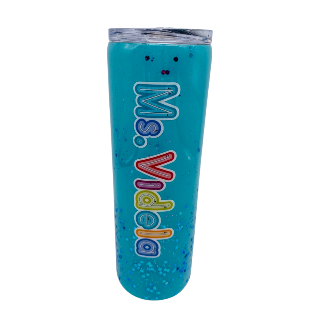 Straight Skinny Tumbler W/Sliding Lid & Straw. 15, 20 & 30oz