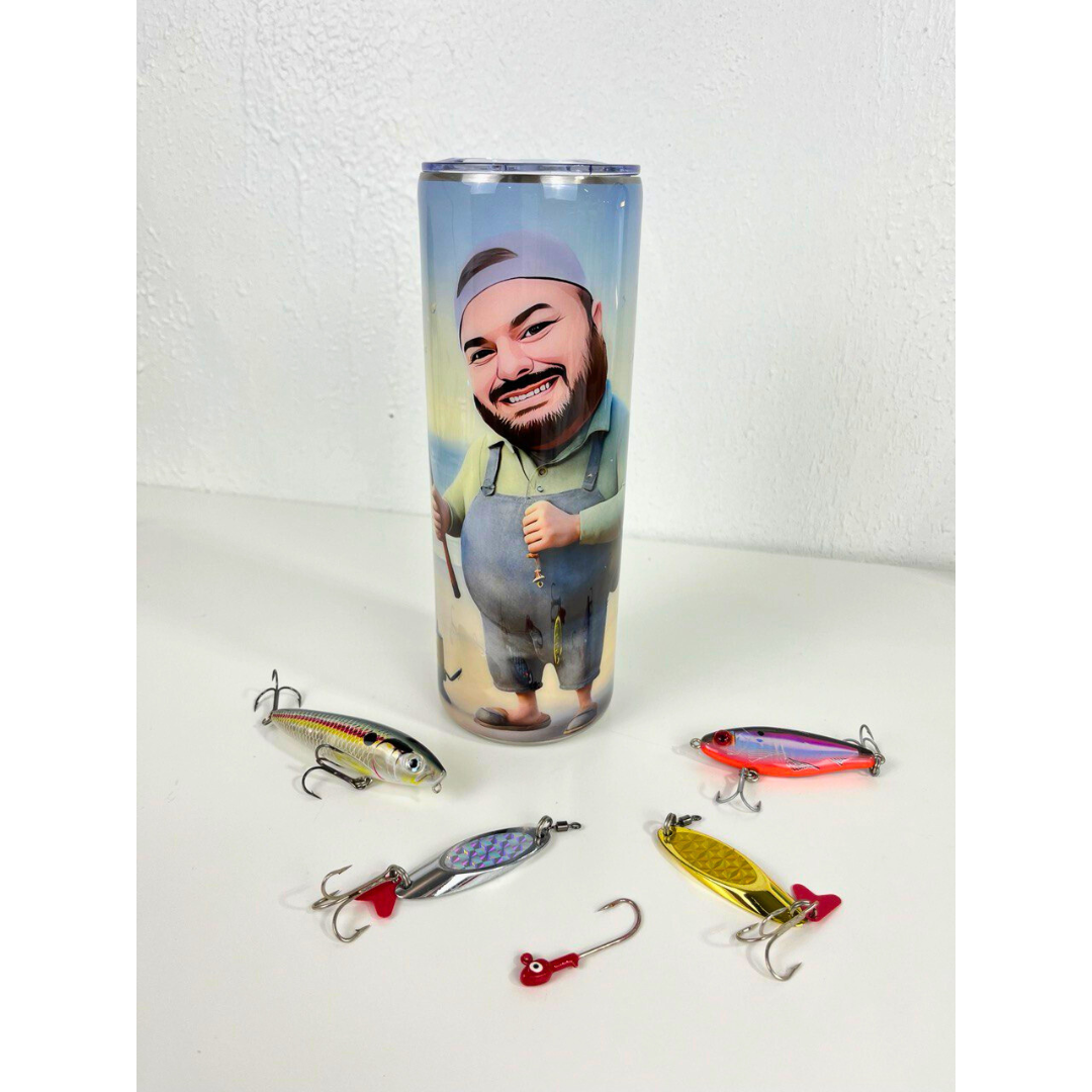 Straight Skinny Tumbler con Caricatura Personalizada. 15 & 20oz