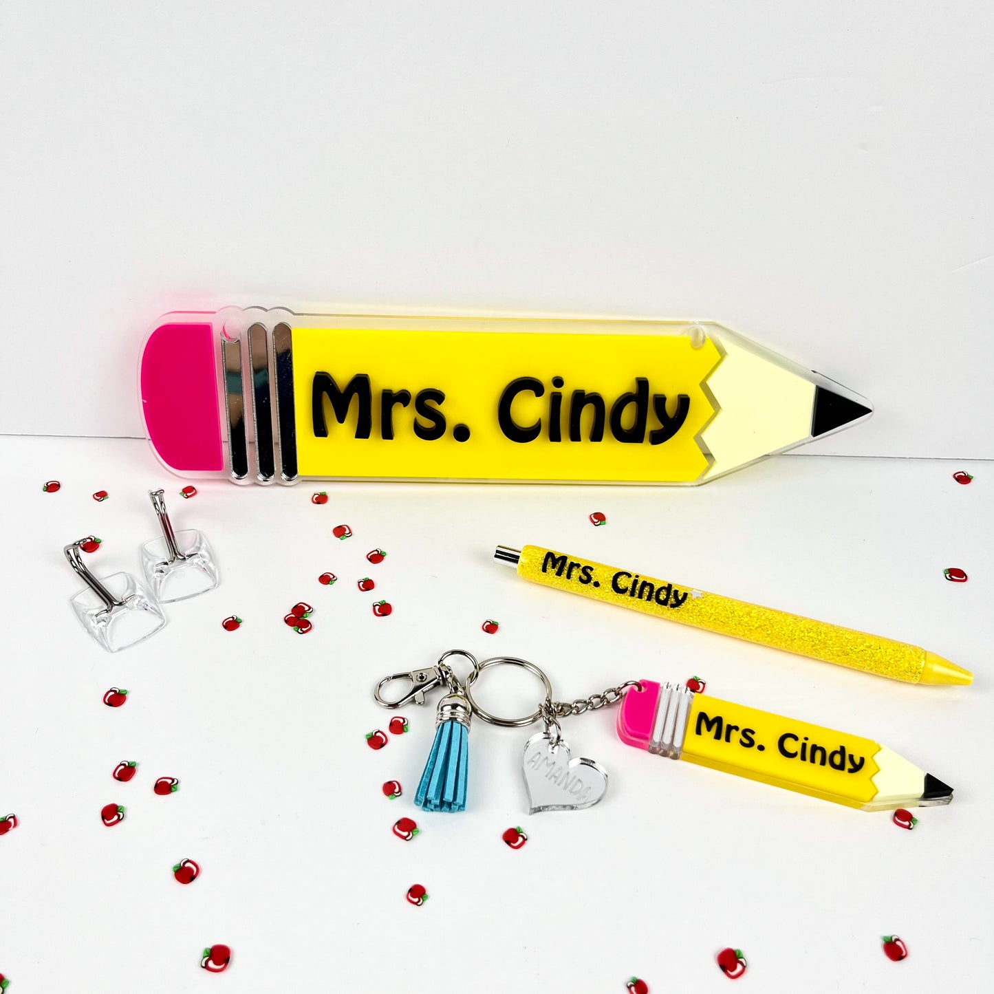 Teacher Sign, Pencil and Keychain