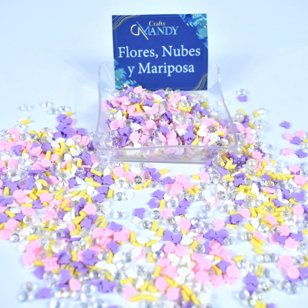 Flores Nubes y Mariposas