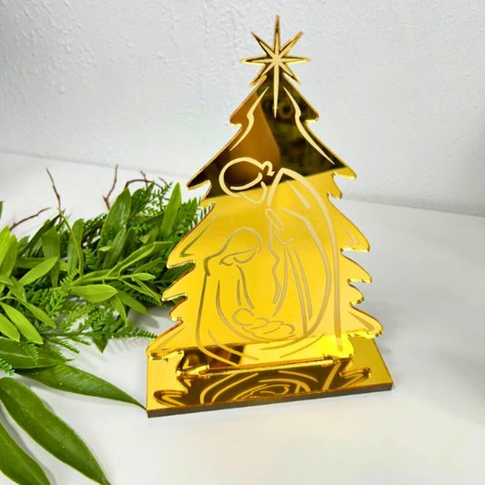 ✨ Nacimiento en Acrílico Espejo Dorado – Diseño Elegante y Minimalista ✨