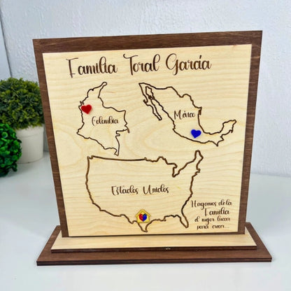 Cuadro de Madera Personalizado – Una Historia de Amor en Mapas