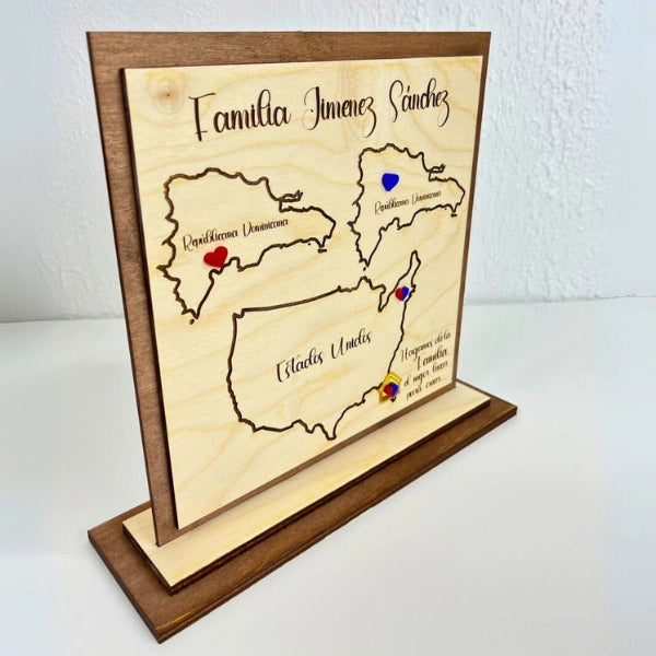 Cuadro de Madera Personalizado – Una Historia de Amor en Mapas