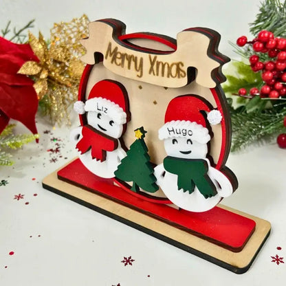 Decoración Navideña “Merry Xmas” con Muñecos de Nieve Personalizados