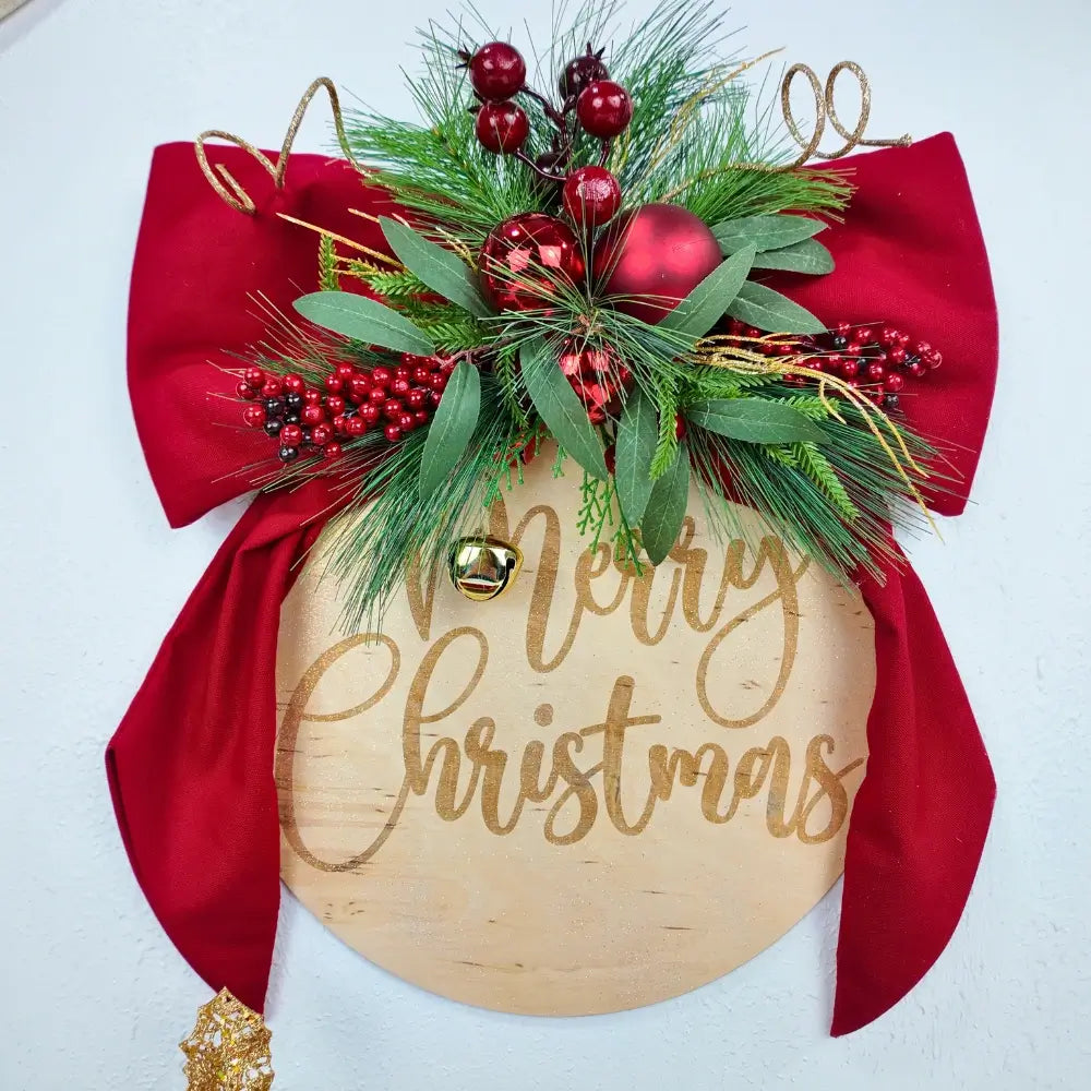 Adorno Navideño para Puerta – Ornament Grande Personalizado con Lazo XL