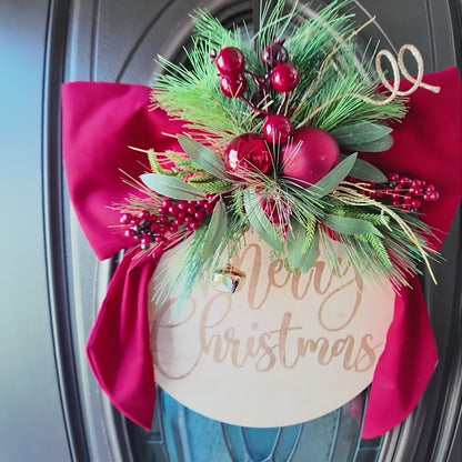 Adorno Navideño para Puerta – Ornament Grande Personalizado con Lazo XL