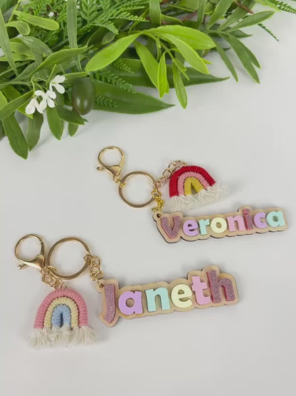 Name Keychain. Rainbow or Tassel