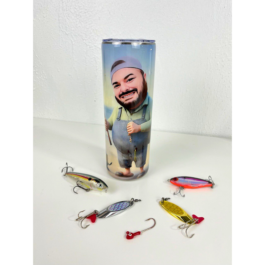 Straight Skinny Tumbler with Custom Caricature. 15 &amp; 20oz