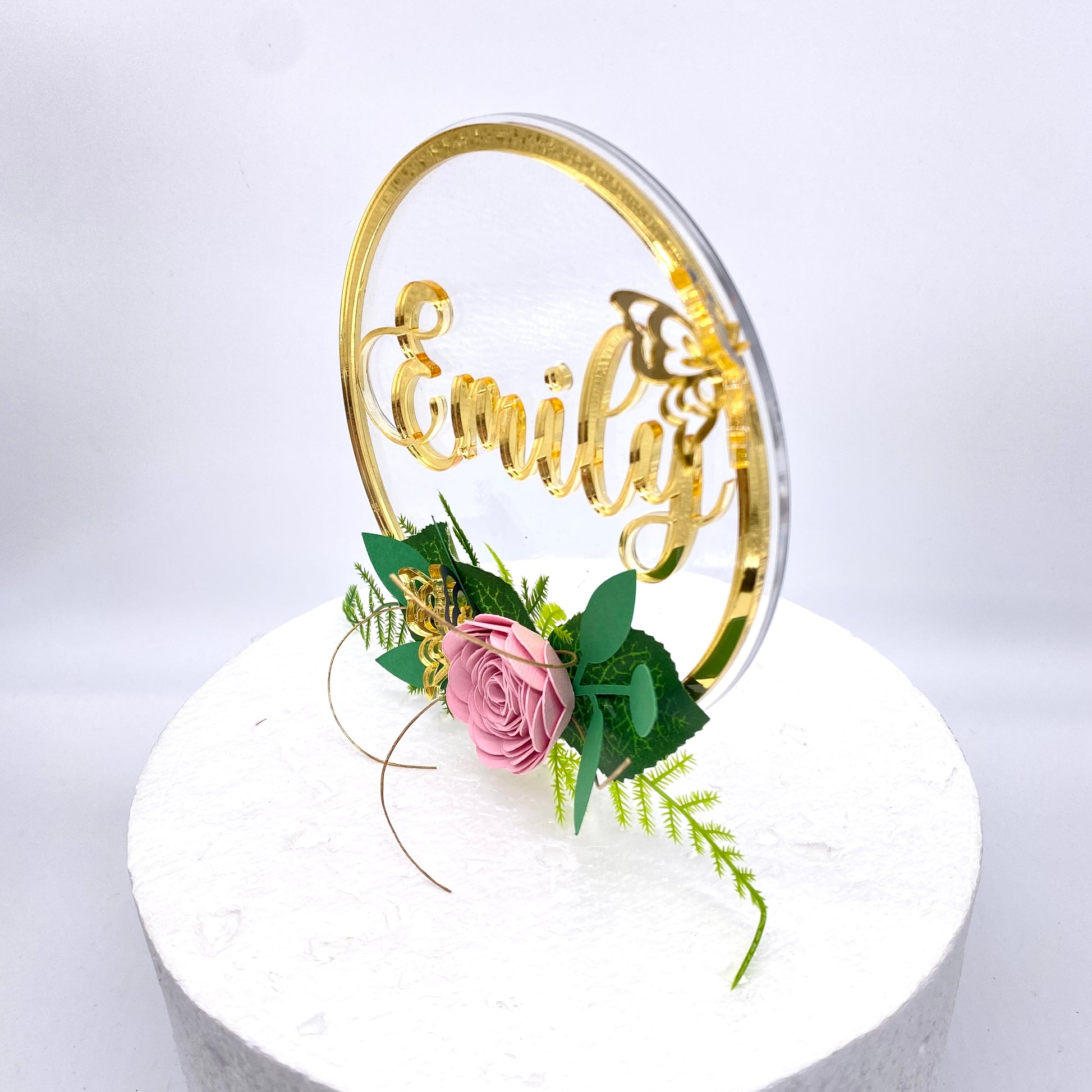 Personalized acrylic cake topper stick 7” – Craftymandytx